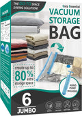 6 Jumbo Vacuum Storage Bags, Space Saver Bags Compression Storage Bags by CozyEssential