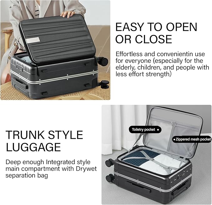 Hanke 24 Inch Checked Luggage PC Hard Shell Suitcases - Image 5