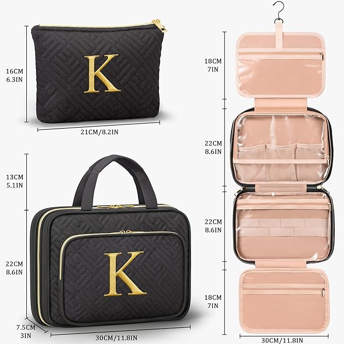 Personalized Gifts for Women, Initial Toiletry Bag Hanging Travel Organizer & - Image 2