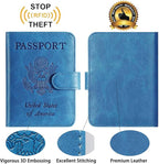 Passport Holder With Luggage Tag Cover Wallet RFID Blocking Leather Case Travel - Image 5