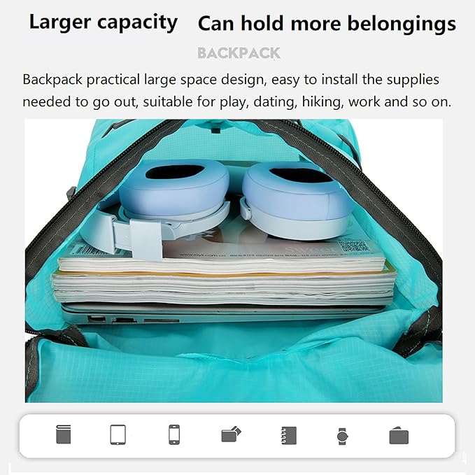 16L Hiking Daypack Lightweight Foldable Travel Backpack Water Repellent Camping - Image 5