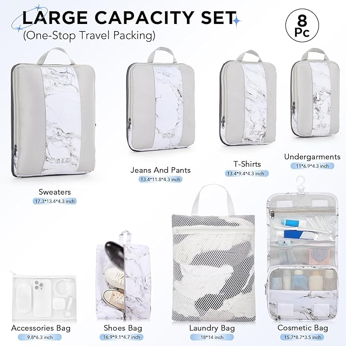 8 Set Compression Packing Cubes - Image 2