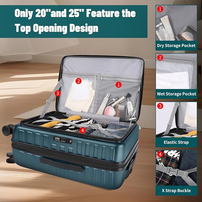 3-Piece 20/24 Top Opening Hardshell Lightweight Luggage and 28-Inch Clamshell - Image 5