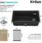 KRAUS Bellucci 32” in. Undermount Workstation Granite Kitchen Sink in Metallic - Image 7