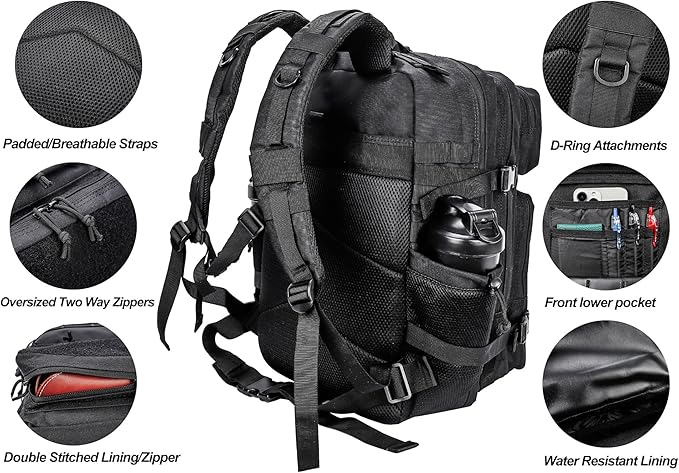 LHI Military Tactical Backpack for Men and Women 45L Army 3 Days Assault Pack - Image 5