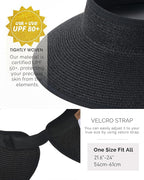 FURTALK Sun Hats for Women Wide Brim Beach Hat Straw Visor Ponytail Summer UV - Image 3