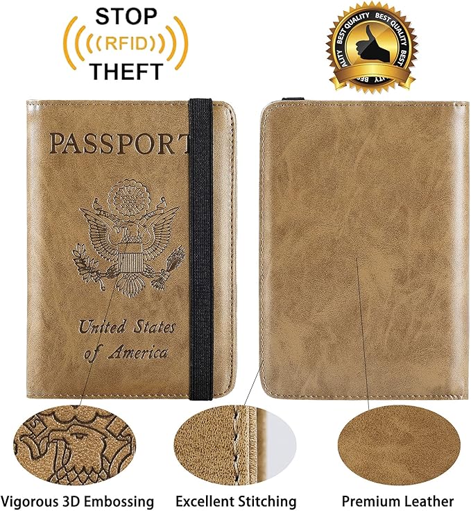 Passport Holder Cover Wallet Travel Essentials RFID Blocking Leather Card Case - Image 4
