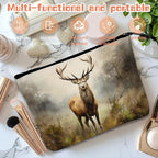Cosmetic Bags Travel Makeup Toilet Case Waterproof Pouch for Women Girls 6.7X9.45inches - Stag in A Misty Forest Landscape