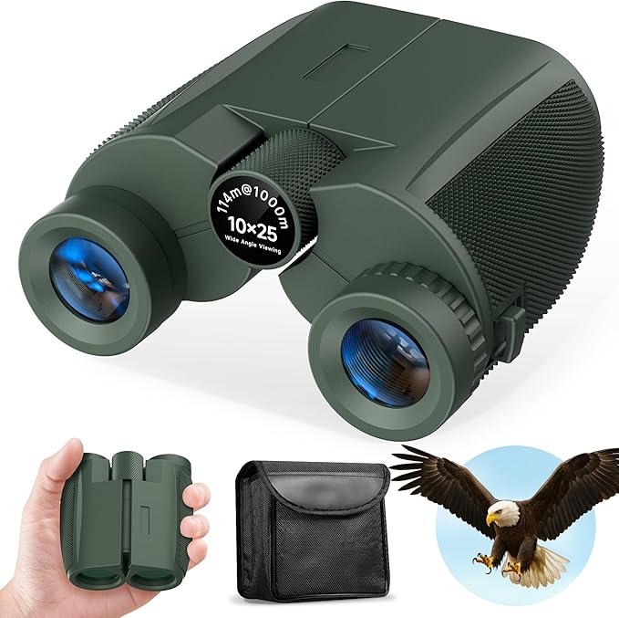 10x25 Compact Binoculars for Adults and Kids, Large View Waterproof Small by Unknown