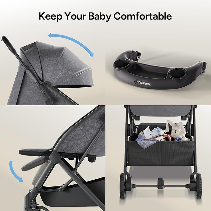 Mompush Lithe V2 Lightweight Travel Stroller, Compact Foldable Baby Stroller - Image 8