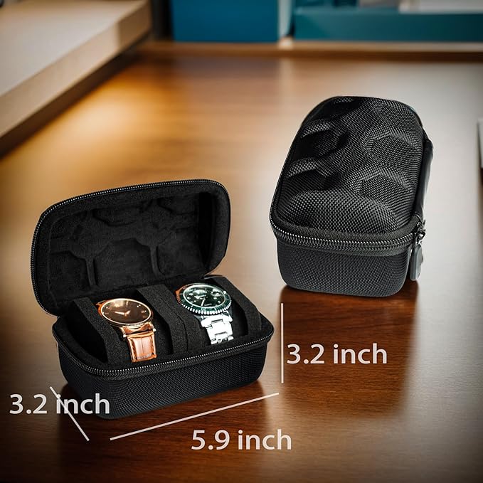 2 slot Hard Watch Travel Case, Watch Roll Case Storage and Organizer - Image 2