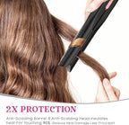 SKIMI Airflow Styler, Titanium Flat Iron Hair Straightener, Professional Curling Iron with Cooling Air Vents to Lock in Style, 5 Temps & Dual Voltage, Auto Off (Black & Yellow Rose).