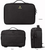 Relavel Makeup Bag Travel Makeup Train Case 13.8 inches Large Cosmetic Case Professional Portable Makeup Brush Holder Organizer and Storage with Adjustable Dividers and Shoulder Strap Black