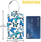 2 Pack Luggage Tag for Suitcase, Beautiful Blue Butterfly PU Leather Suitcase - Image 2