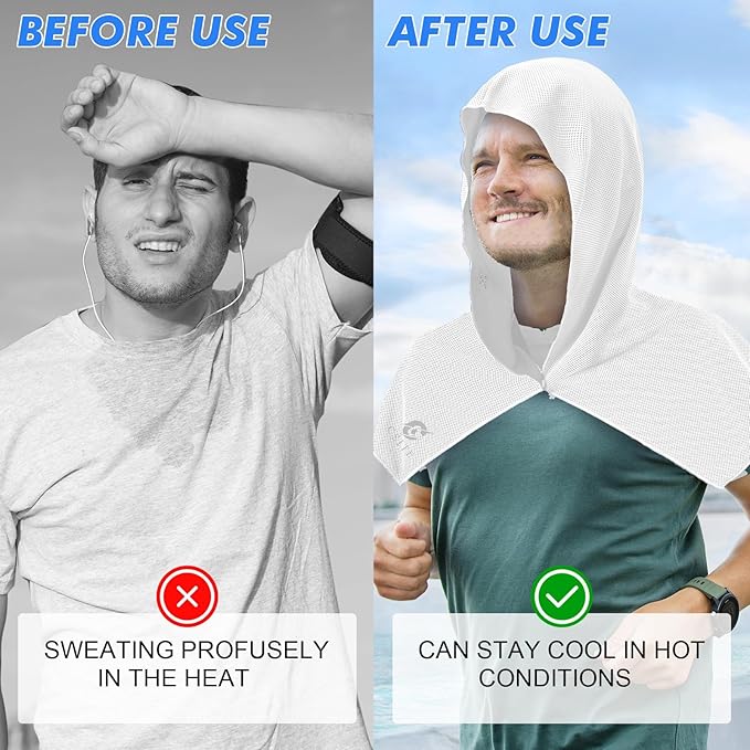 Cooling Hoodie Towels for Neck and Face, UPF 50 Sun Protection & Instant Cooling - Image 4
