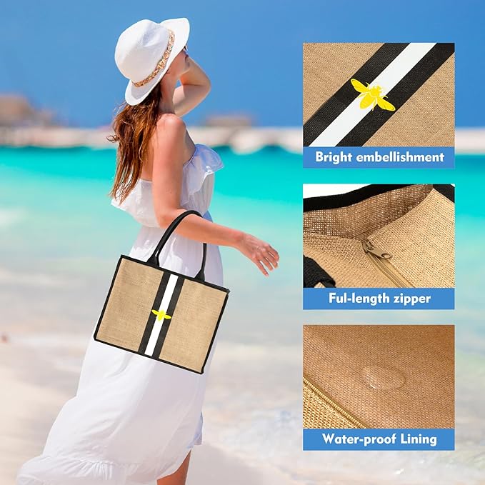 Large Beach Bag Jute Woven Tote - Image 8