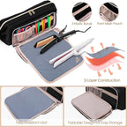 Fasrom Hair Tools Travel Bag with Heat Resistant Mat for Flat Iron, Curling Iron and Straightener, 2 in 1 Blow Dryer Organizer Case for Styling Appliances and Hot Items, Black (Patent Design)