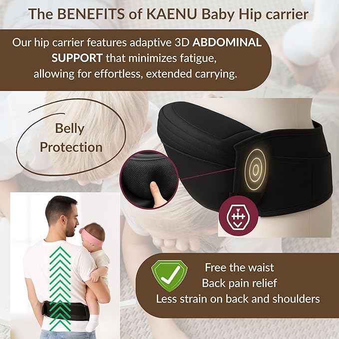Baby Carrier with Hip Seat – Adjustable Waistband, Safety Harness & Storage - Image 8