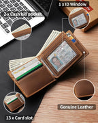 Mens Wallet Genuine Leather Bifold RFID Blocking Wallet - Image 5