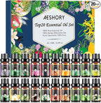 Natural Essential Oils Gift Set, 20 x 10ML Essential Oil for Diffuser, Humidifiers, Skin Care, Massage, Fragrance Oil for Candle & Soap Making, Lavender, Eucalyptus, Tea Tree More Aromatherapy Oil