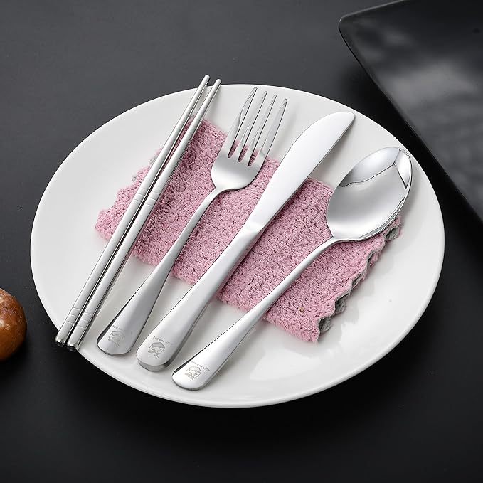 Boulder Bee Travel Utensils Set | Reusable Camping Cutlery Set | Stainless - Image 5