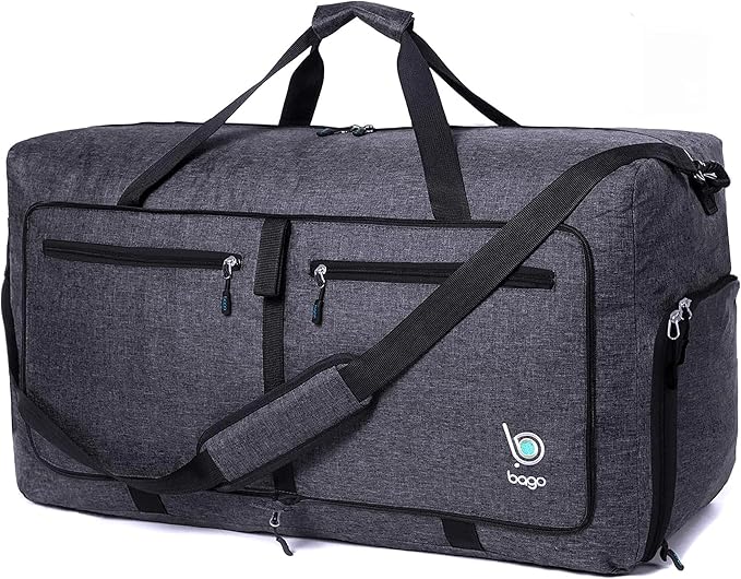 Bago Foldable Duffel Bags for Traveling Women & Men - 60L Medium Packable by BagoTravelBags