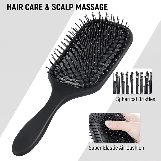 SALONSILK Hair Brush Comb Set, 5PCS Women Men Hair Brush & Styling Comb Set, Wide Tooth Rat Tail Fine Tooth Paddle Roller Combs, Professional Barber Tools for All Types