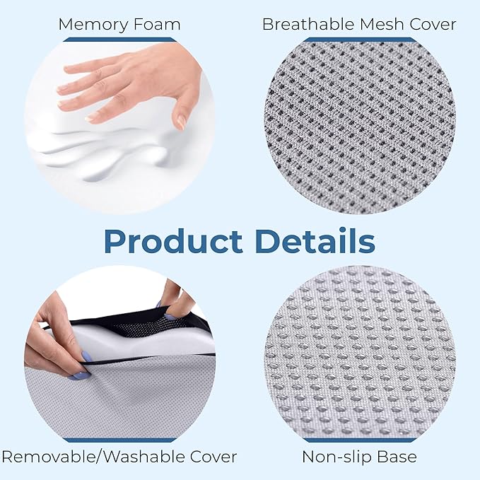 5 STARS UNITED Seat Cushion for Tailbone Pain Relief – Large Memory Foam - Image 7