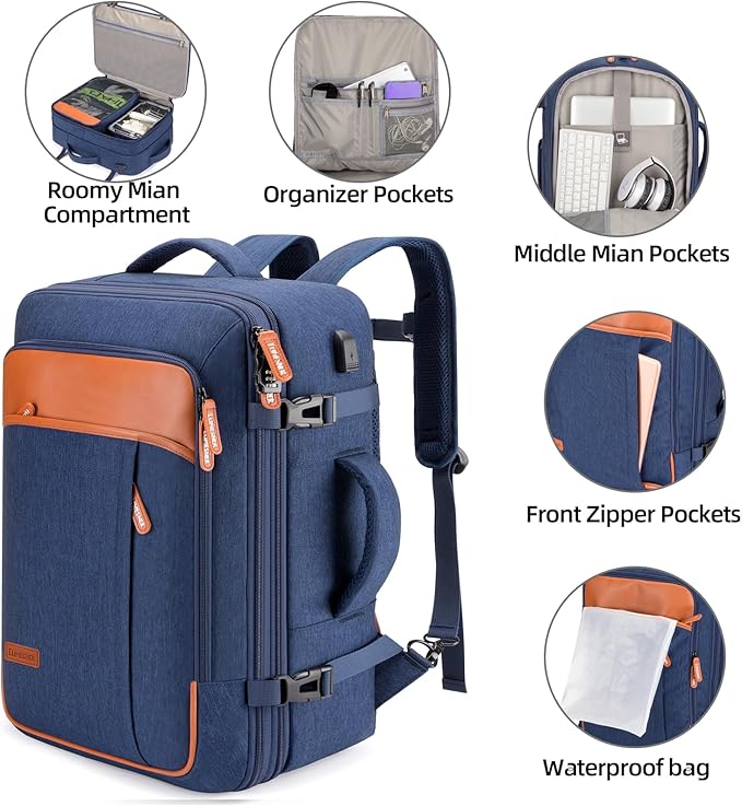 Travel Laptop Backpack, 42L Carry on Luggage, Flight Approved Expandable - Image 5