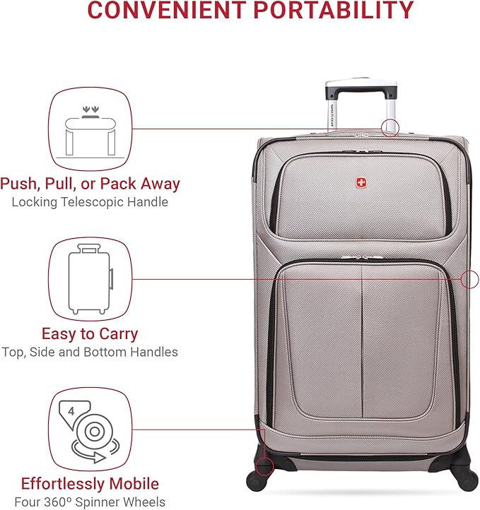 SwissGear Sion Softside Expandable Luggage, Checked-Large 29-Inch - Image 2