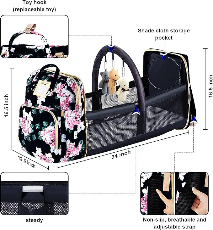 Diaper Bag Backpack Waterproof Baby Bag Large Capacity Multifunction Nappy Bags - Image 5