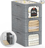 GoMaihe Clothes Storage Bins Metal Frame: 3-Pack Compact Stackable Closet by GoMaihe