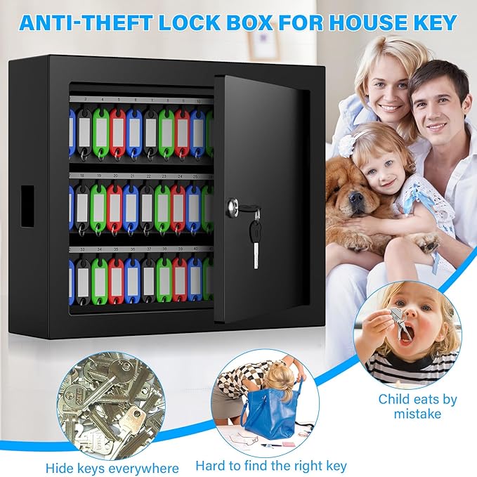 75 Keys Key Lock Box, Anti-Theft Key Cabinet - Image 8