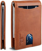 SERMAN BRANDS RFID Blocking Slim Bifold Genuine Leather Minimalist Front Pocket by SERMANBRANDS