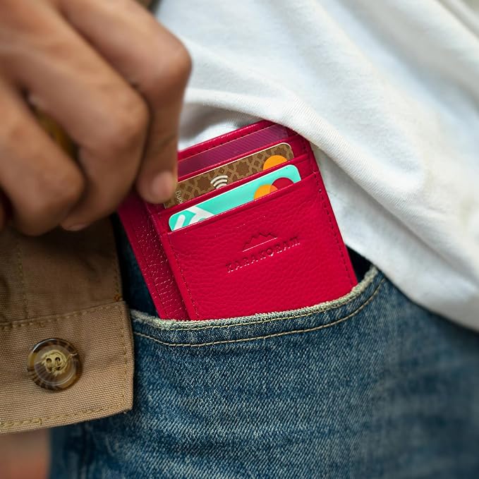 KARAKORAM Vertical Handcrafted Premium Leather Front Pocket Credit Card Holder - Image 4