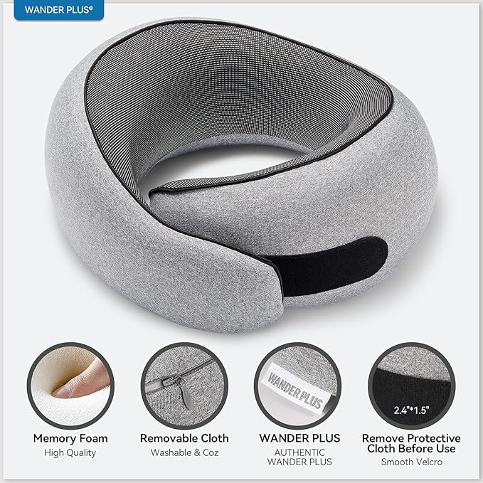 WANDER PLUS® Travel Neck Pillow, Memory Foam Neck Pillow - Image 4