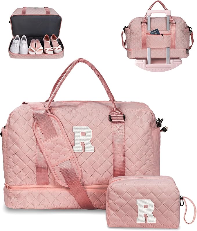 Girls Duffle Bag, Initial Bag, Personalized Weekender Bag by Vogewood
