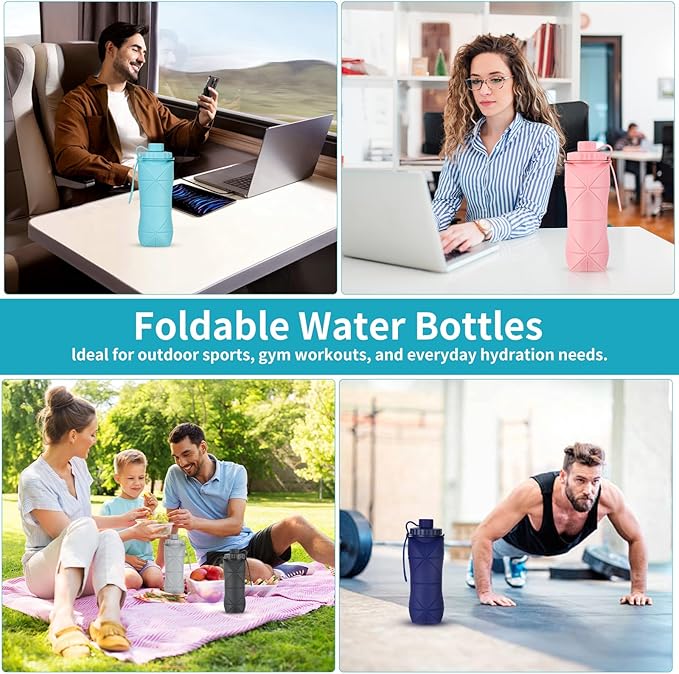 Silicone Collapsible Water Bottles, Lightweight Reusable Leakproof - Image 5