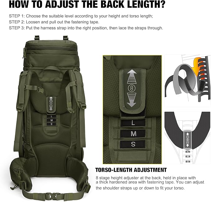 Mardingtop 75L Molle Hiking Internal Frame Backpacks - Image 6