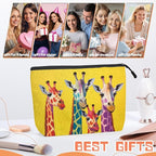 Cosmetic Bags Travel Makeup Toilet Case Waterproof Pouch for Women Girls 6.7X9.45inches - Colorful Giraffes Against A Yellow Background