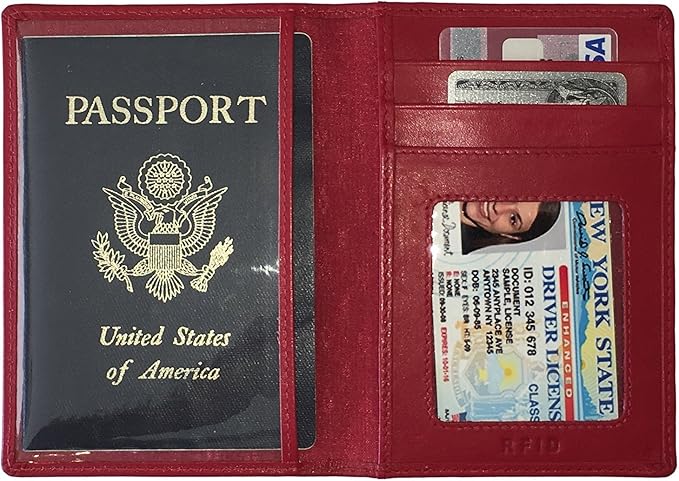 Personalized Monogrammed Red Leather RFID Passport Wallet - Image 5