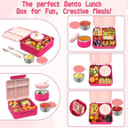 Kids Bento Lunch Box with 8oz Soup Thermo, Kids Leakproof Lunch Food Containers - Image 4