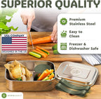 Everusely - Bento Box - Sage, 60oz / 1.8 L - Stainless Steel Lunch Box - 3 - Image 6