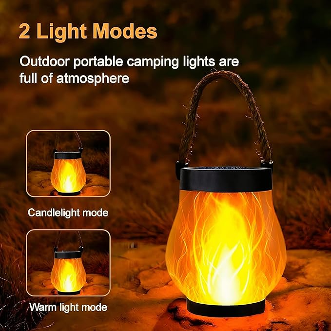 Kaliqo Solar Lantern Outdoor Lights Solar Lantern Waterproof Flickering Flame - Image 4