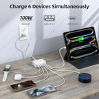 USB C Charger Block, 100W GaN 6 Port PD USB C QC USB A Wall Charger Adapter - Image 3