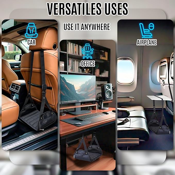 Foot Hammock for Plane Travel, Memory Foam Airplane Foot Hammock, No Feet - Image 4
