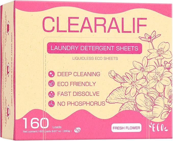Laundry Detergent Sheets Up to 160 Loads, Fresh Flower by CLEARALIF