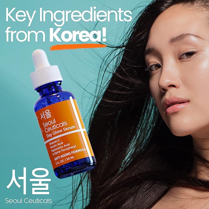 SeoulCeuticals Korean Skin Care 20% Vitamin C Hyaluronic Acid Serum + CE Ferulic Acid - Potent Anti Aging, Anti Wrinkle Korean Beauty 1oz (Pack of 2)
