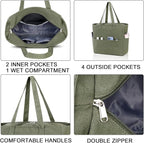 LEDAOU Large Beach Tote Bag Women Waterproof Sandproof Zipper Beach Tote Bag - Image 7