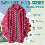 SaphiRose Unisex Rain Poncho Raincoat Hooded - Image 2